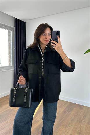 Brinda Siyah Cep Detaylı Ceket