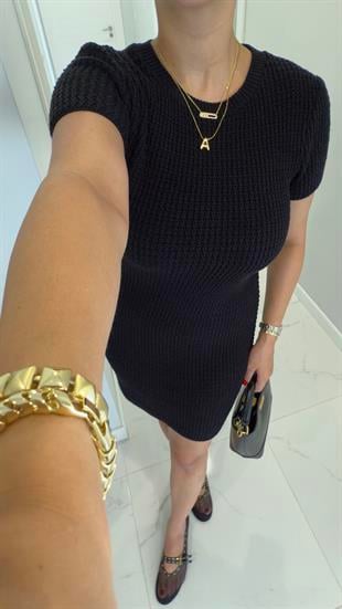 Febry Siyah Örme Triko Elbise