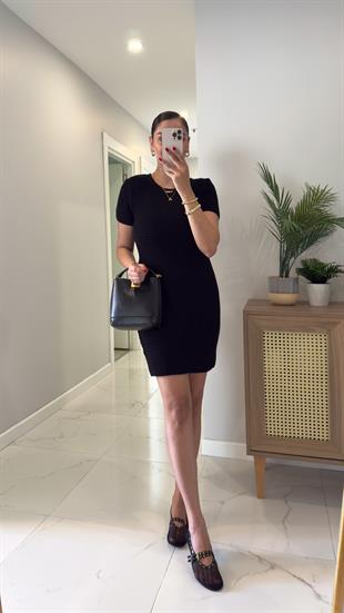 Febry Siyah Örme Triko Elbise