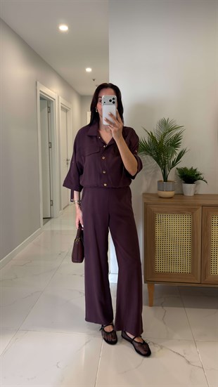 Fertan Bordo Bomber Ceket Pantolon Takım