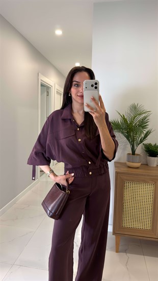 Fertan Bordo Bomber Ceket Pantolon Takım