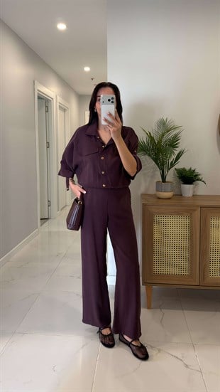 Fertan Bordo Bomber Ceket Pantolon Takım
