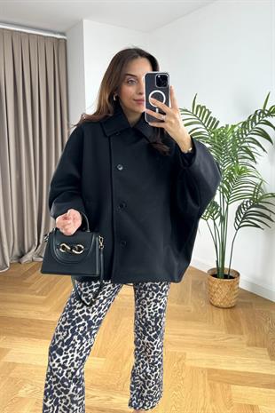 Siyah Kaşe Oversize Ceket