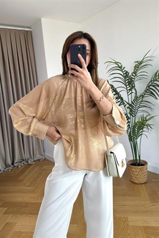 Klane Camel Varaklı Bluz