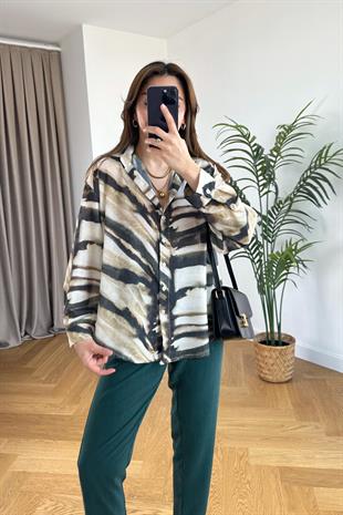 Qunto Yeşil Desenli Gömlek