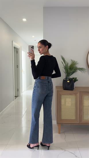 Fiorina Koyu Lacivert Flare Jean