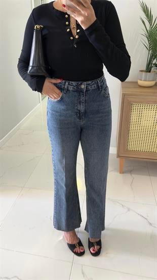 Fiorina Koyu Lacivert Flare Jean