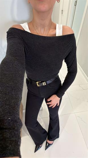 Fiotre Antrasit Atlet Detaylı Bluz