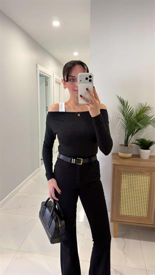 Fiotre Antrasit Atlet Detaylı Bluz