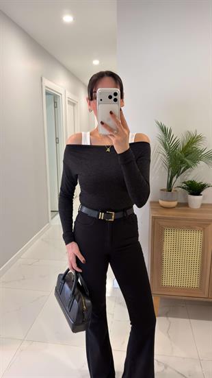 Fiotre Antrasit Atlet Detaylı Bluz