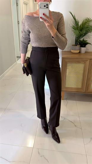 First Kahve Beli Lastikli Havuç Pantolon