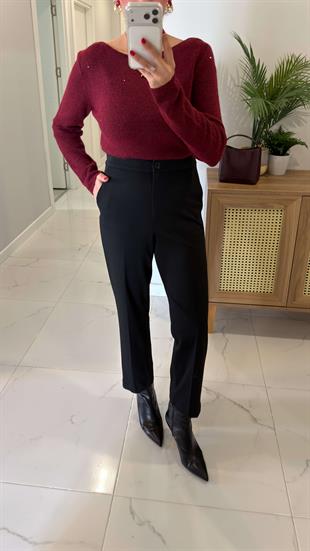 First Siyah Beli Lastikli Havuç Pantolon