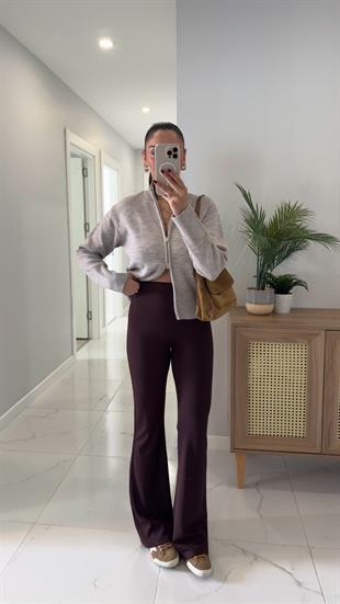 Fondo Kahve İspanyol Paça Tayt