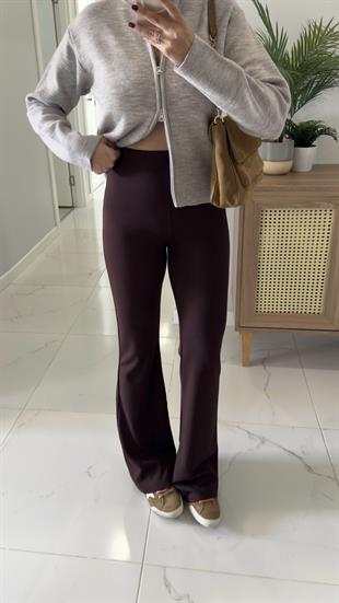 Fondo Kahve İspanyol Paça Tayt