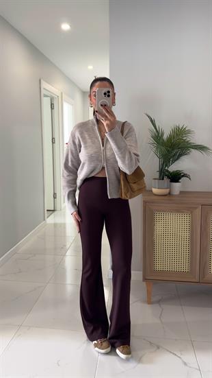 Fondo Kahve İspanyol Paça Tayt