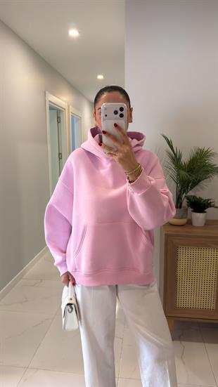 Fora Pembe Cep Detaylı Kapüşonlu Sweat