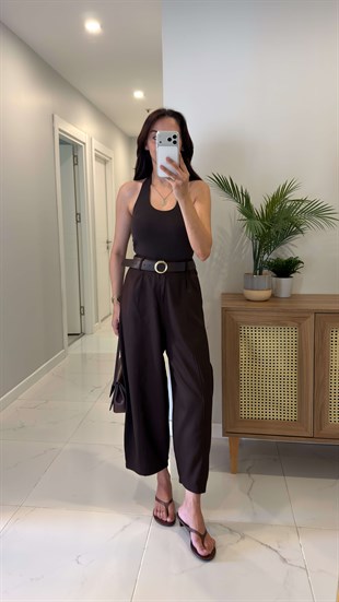 Fordy Kahve Gabardin Kemerli Pantolon