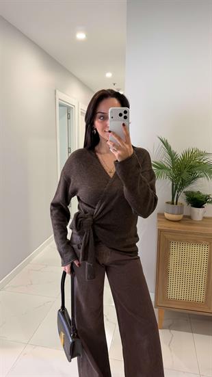 Frutty Kahve Melanj Bağlama Detaylı Triko