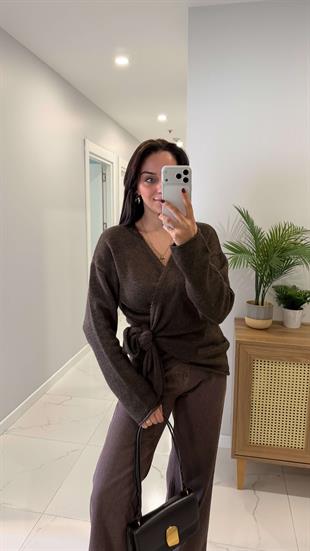 Frutty Kahve Melanj Bağlama Detaylı Triko