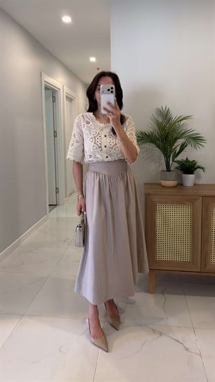 Funders Bej Bel Detaylı Etek