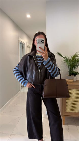 Gemsy Acı Kahve Cep Detaylı Deri Yelek