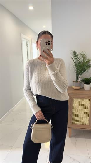 Gensi Taş Saç Örgülü Triko