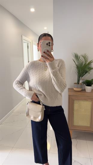 Gensi Taş Saç Örgülü Triko