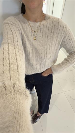 Gensi Taş Saç Örgülü Triko