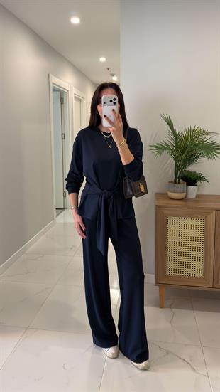 Gessa Lacivert Önü Bağlamalı Modal Takım