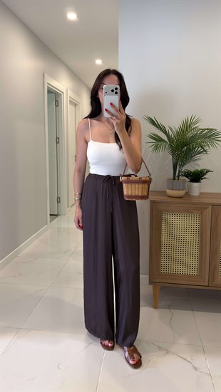 Gillas Kahve Bağlama Detaylı Pantolon