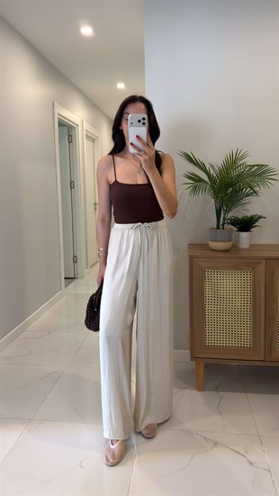 Gillas Krem Bağlama Detaylı Pantolon