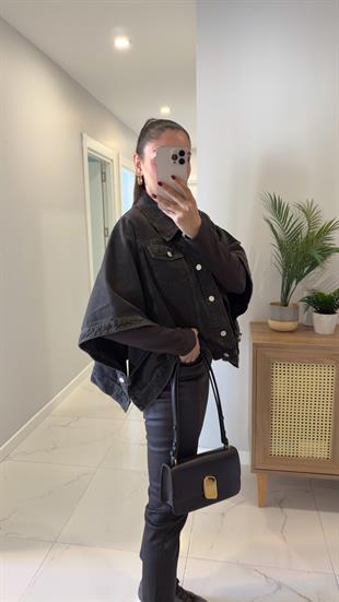 Gina Antrasit Yarasa Kol Denim Ceket