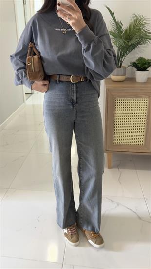 Gita Mavi Kemerli Kesik Paça Straight Jean