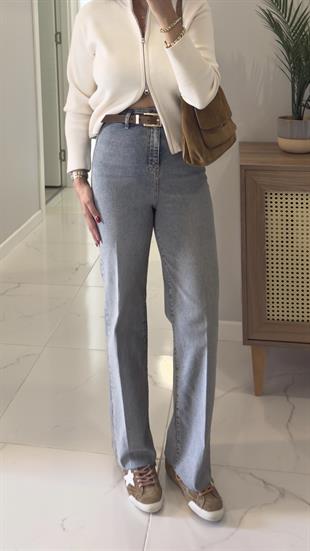 Gita Mavi Tint Kemerli Kesik Paça Straight Jean