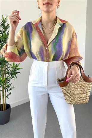 Batik Desenli Rami Gömlek