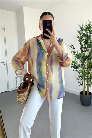 Batik Desenli Rami Gömlek