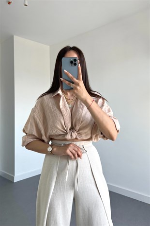 Camel Çizgili Gömlek