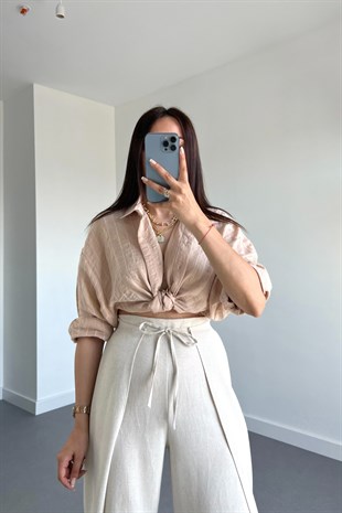 Camel Çizgili Gömlek