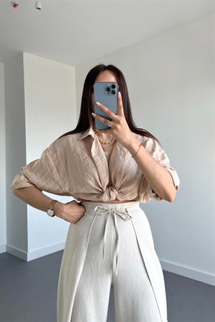 Camel Çizgili Gömlek