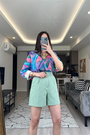 Çok Renkli Keten Gömlek