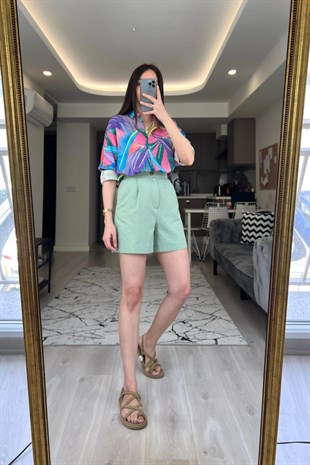 Çok Renkli Keten Gömlek