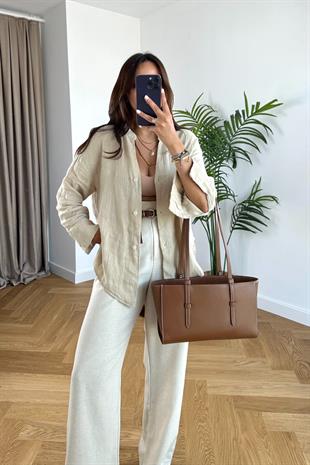 Corutte Premium Bej Hakim Yaka Gömlek