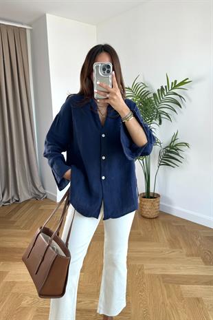 Corutte Premium Lacivert Hakim Yaka Gömlek