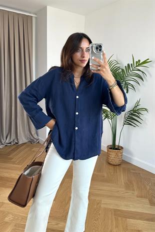 Corutte Premium Lacivert Hakim Yaka Gömlek