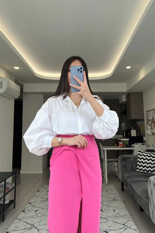 Fırfırlı Yaka Dantel Detaylı Gömlek