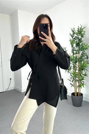 Garment Siyah Bağlama Detaylı Gömlek