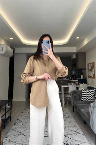 H&M Kahve Cotton Gömlek