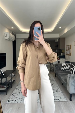 H&M Kahve Cotton Gömlek