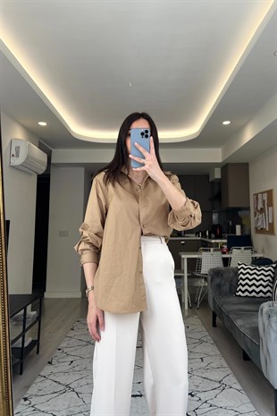 H&M Kahve Cotton Gömlek