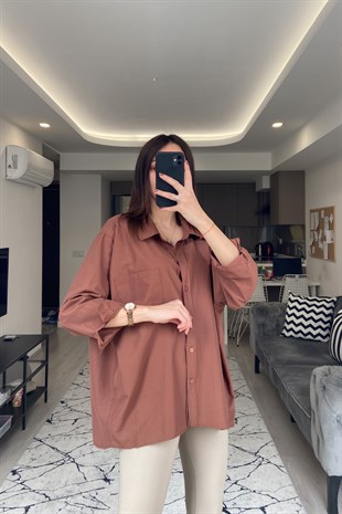 Kahverengi Oversize Gömlek
